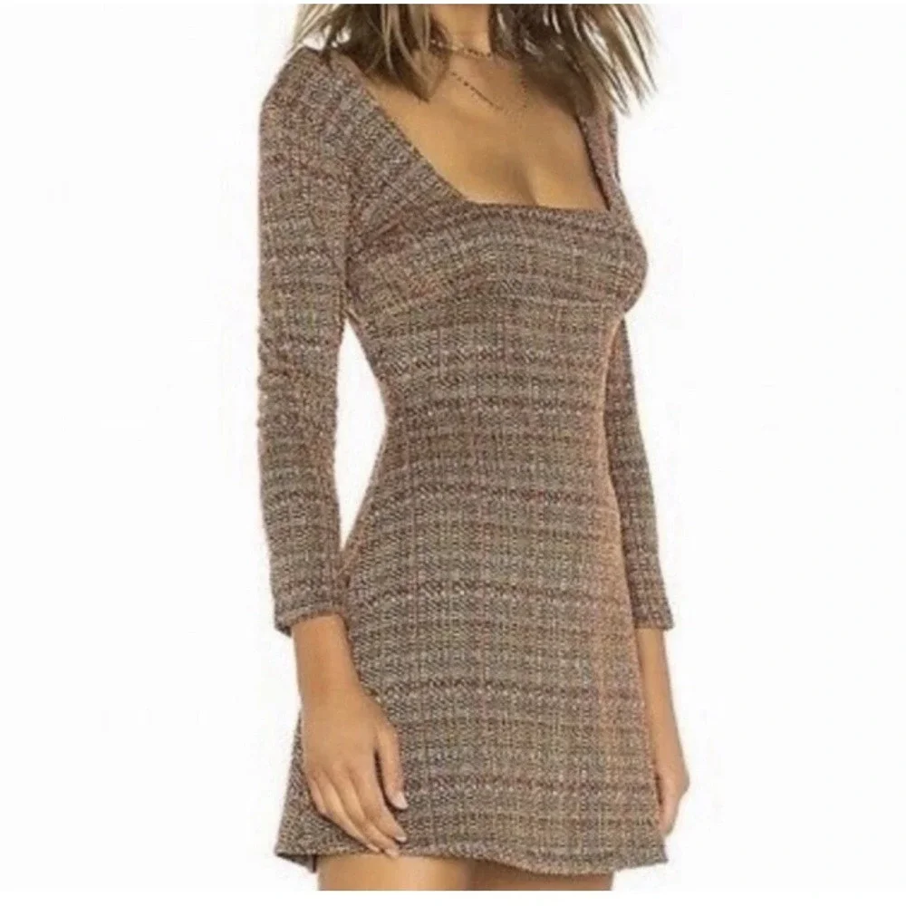 Free People Uptown Girl Mini Dress S Multicolor Square Y2K Fall Fairy Grunge Mod